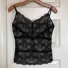 Vtg The Limited Y2K Lace Overlay Whimsigoth Fairy Grunge Camisole Top Black Sz M