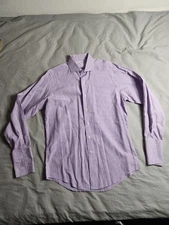 Brooks Brothers Button Up Dress Shirt Mens Sz 15.5-34 Purple White Check USA NEW