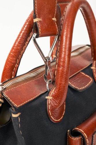 Chloe Edith Navy Canvas & Leather Trim Tote - Afbeelding 8 van 15