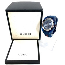 GUCCI Sync 137.1 Quartz Blue Dial Rubber Strap Mens Watch Box Papers