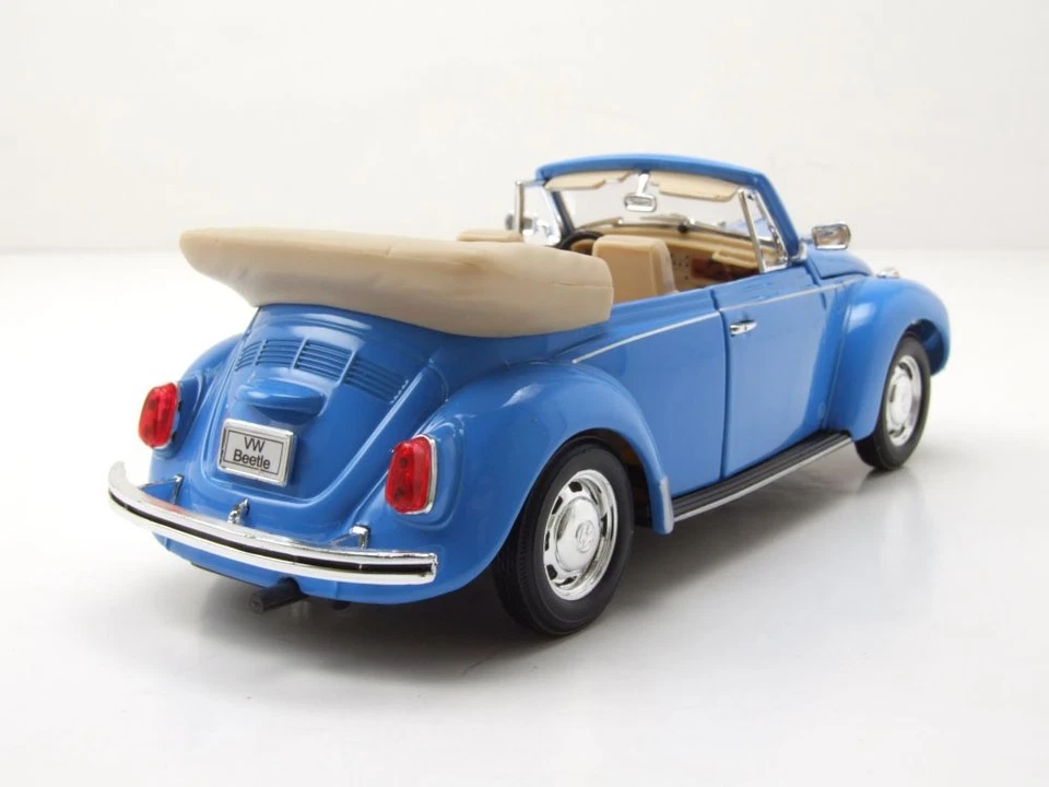 VW Maggiolino Cabrio 1969 Blu Modellino 1:24 Welly - Immagine 2 di 4
