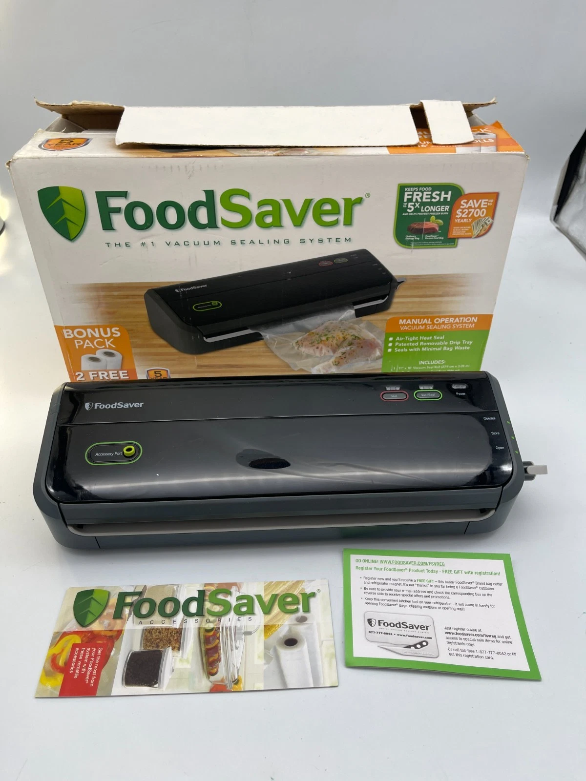 Food Saver Manual Operation Vacuum Sealing System FM2000