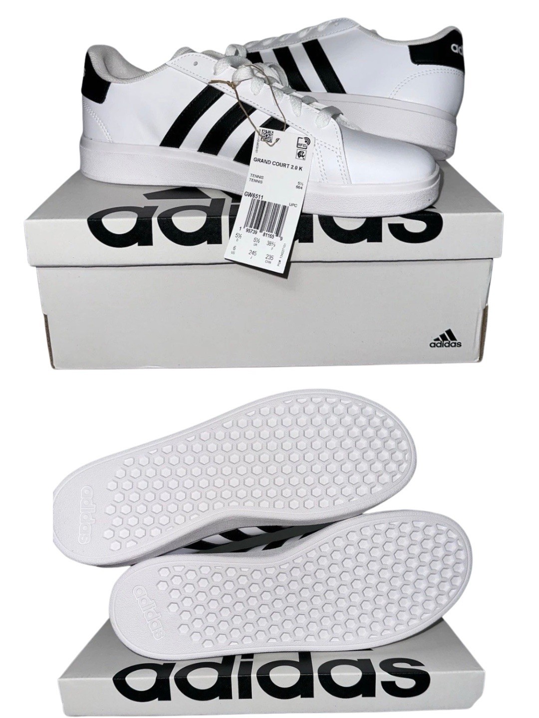 Adidas Big Kids Grand Court 2.0 K Sneaker GW6511 White/Black
