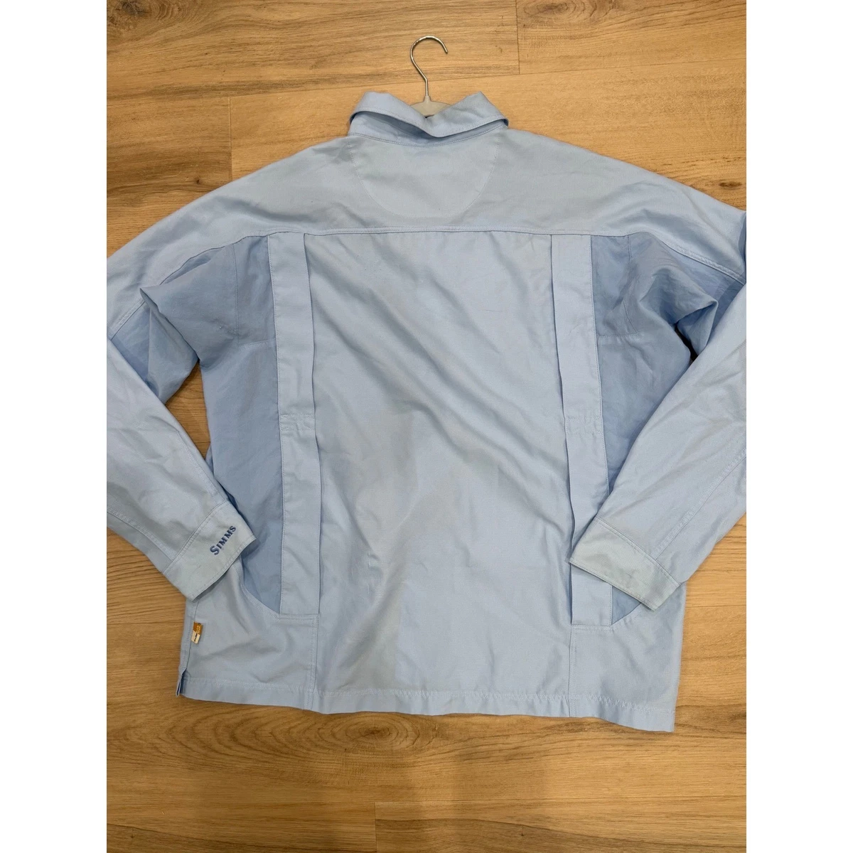 Camisa de pesca Simms SolarBan para hombre XL azul manga larga UPF 50+ bolsillos ventilados