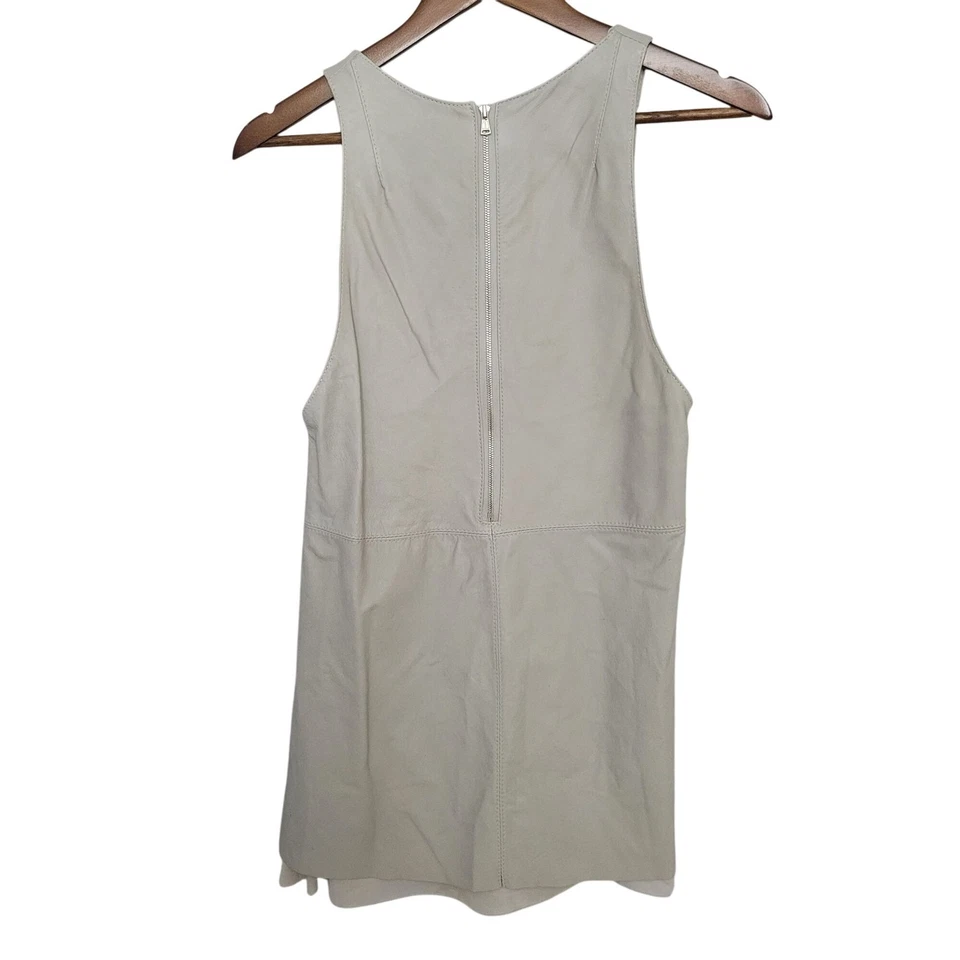 Top túnica edición sin mangas imitación cuero para mujer talla 8 gris bolsillos moto Foto 2 de 4