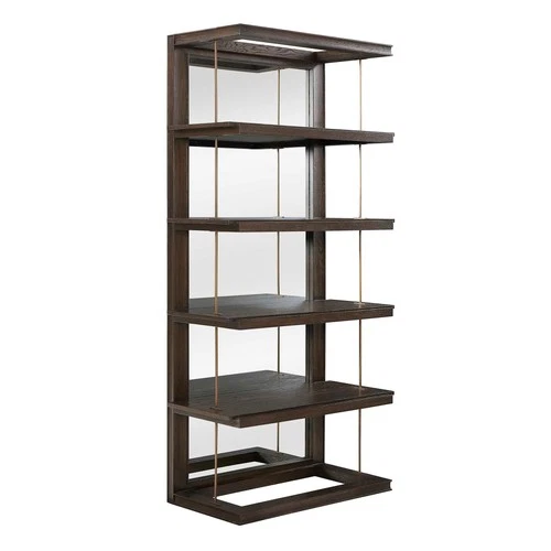 Uttermost 50229 Kai 40"W 4 Shelf MDF - Dark Walnut / Gold - Picture 5 of 6