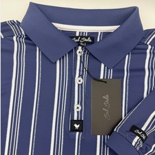 Bad Birdie Ridge Polo Men XL Winning Streak Cobalt Stripe Golf Shirt UPF 50