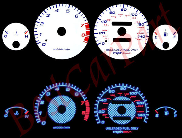 WHITE 94-01 Acura Integra RS/GS/LS MT BLUE INDIGLO GLOW Reverse GAUGES