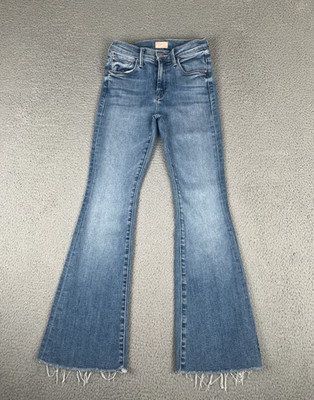 Mother Lil Weekender Fray Groovy Kind Of Love Jeans Women's 24 Blue Mid Rise