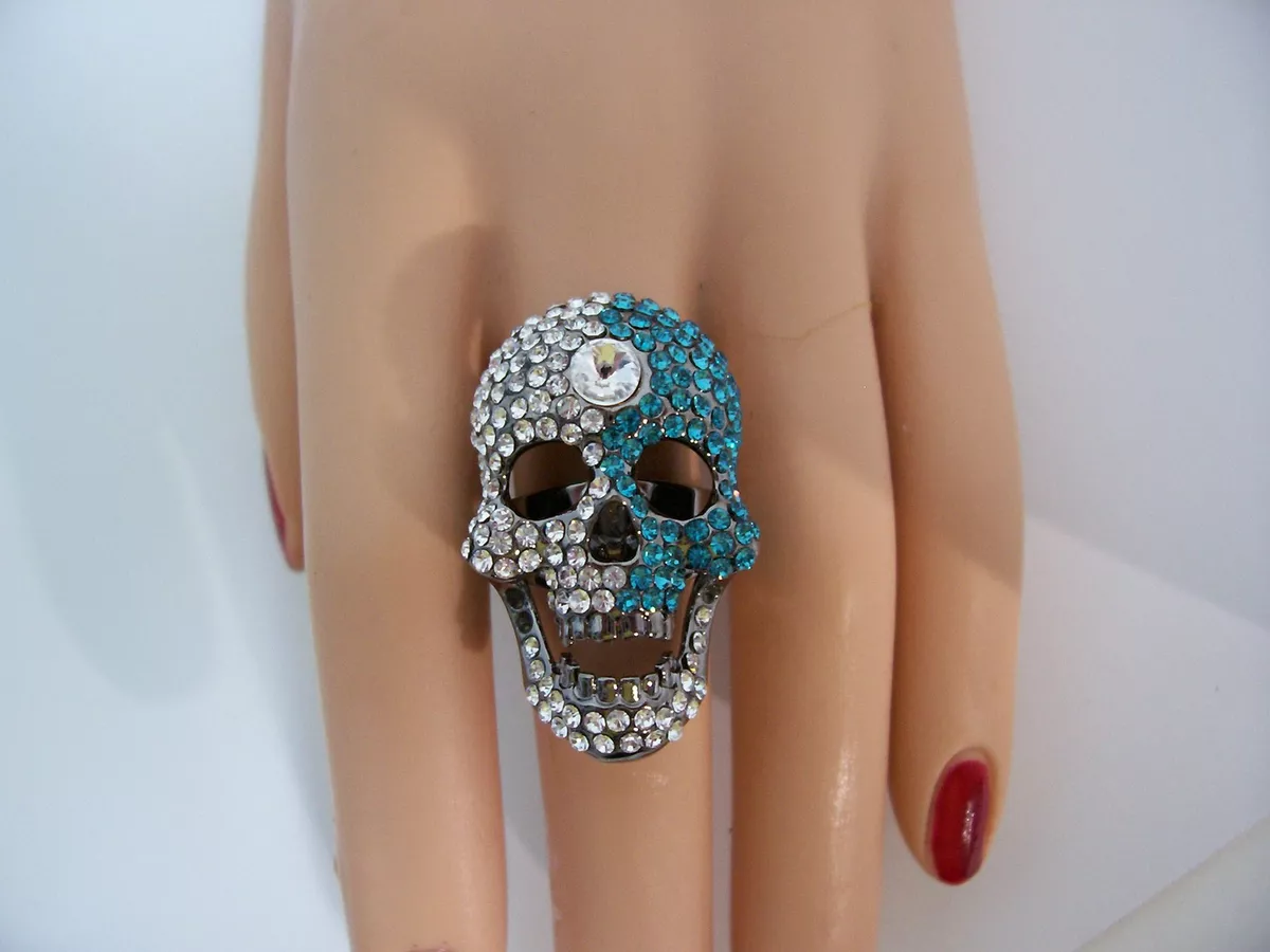 Nwt Teschio Anello Regolabile Brillante Acqua Trasparente IN