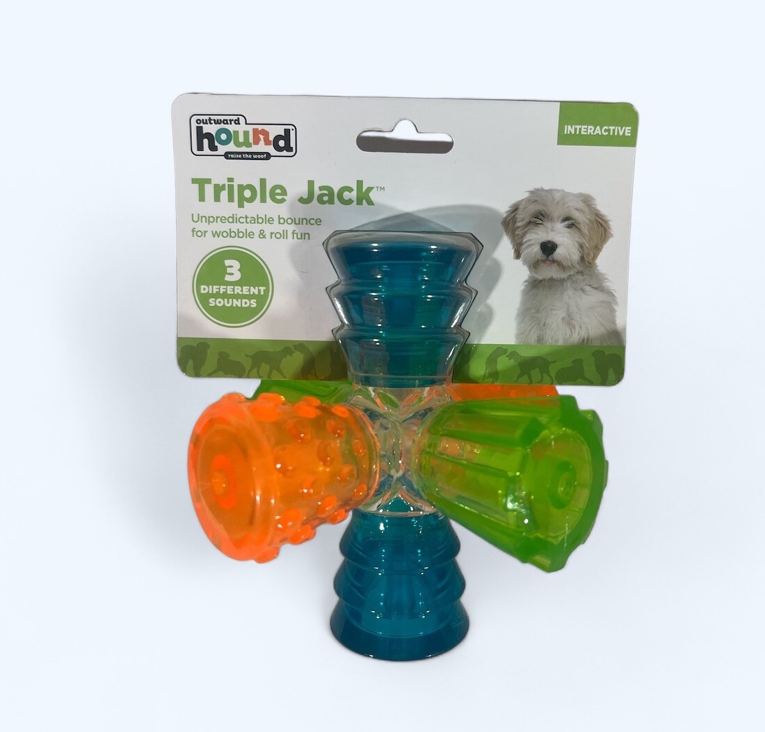 Outward Hound TRIPLE JACK Unpredictable Bounce Wobble Dog Toy NIP