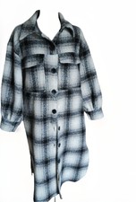 Quiz Checkered Oversized Shacket Fleece Teddy Small 
