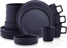 Cleo Modern Stoneware 16-Piece Dinnerware Set, Plates and Bowls Set, Dish Set Se