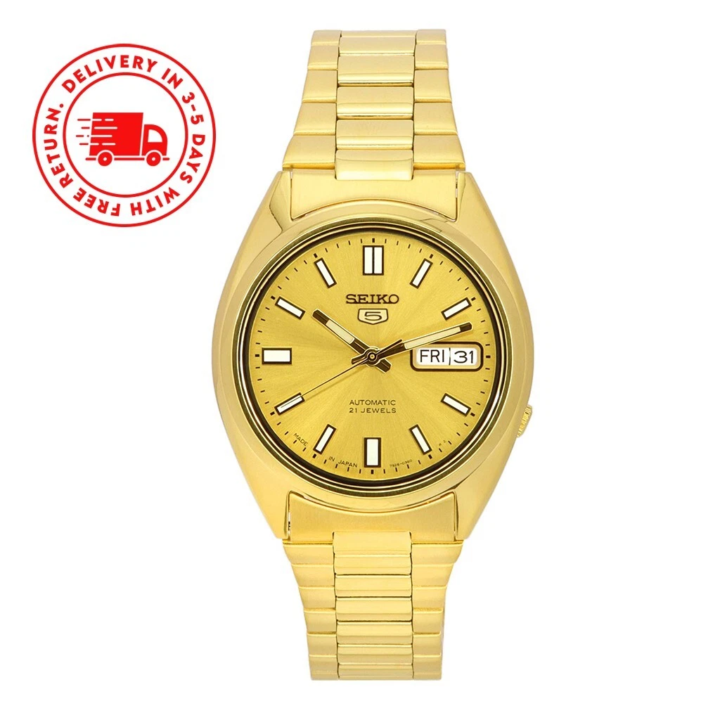 Seiko 5 hotsell gold black dial