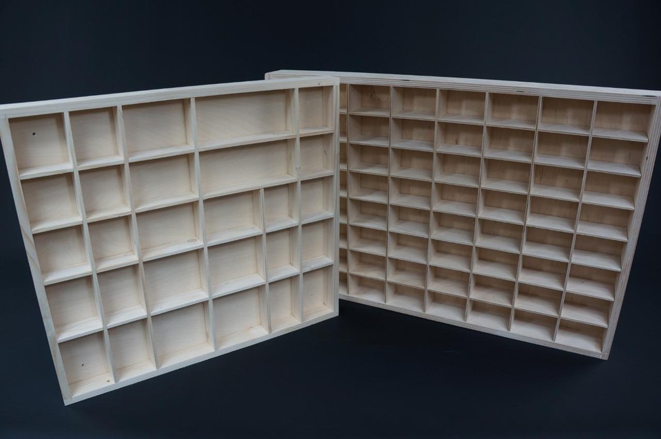 1 x Miniatures Display Tray 64 Compartments Shelf Toy Storage Tray Unit ...