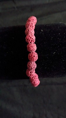 Bracelet En Pierre De Lave Violette - Perles Ajustables, Sans Fermoir, Neuf Avec étiquettes