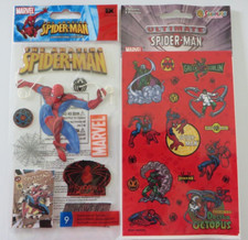 Lot of 2 Spiderman Scrapbook Sticker Sets - Dimensional  Flat