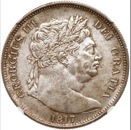 GREAT BRITAIN 1817 LARGE BUST HALF-CROWN 1/2 CROWN UNC NGC MS62