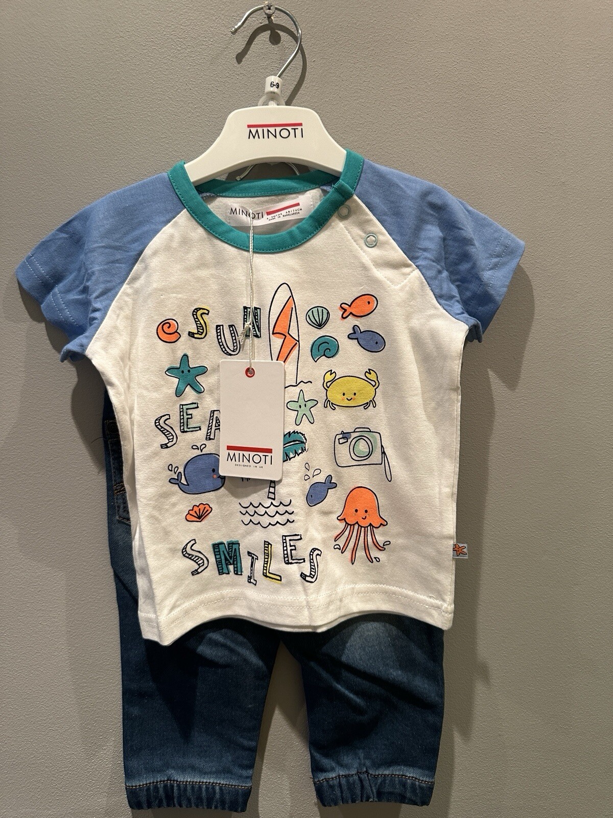 New Minoti Baby Boys T-Shirts & Jeans Set Size 0-3 Months
