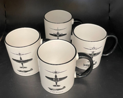 4  Plane Mugs Mug Corvair Warhawk Mustang Flying Fortress Planes