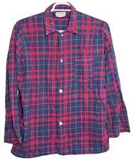 Vintage LL Bean Mens Flannel Long Sleeve Shirt Made In USA Large Red Plaid