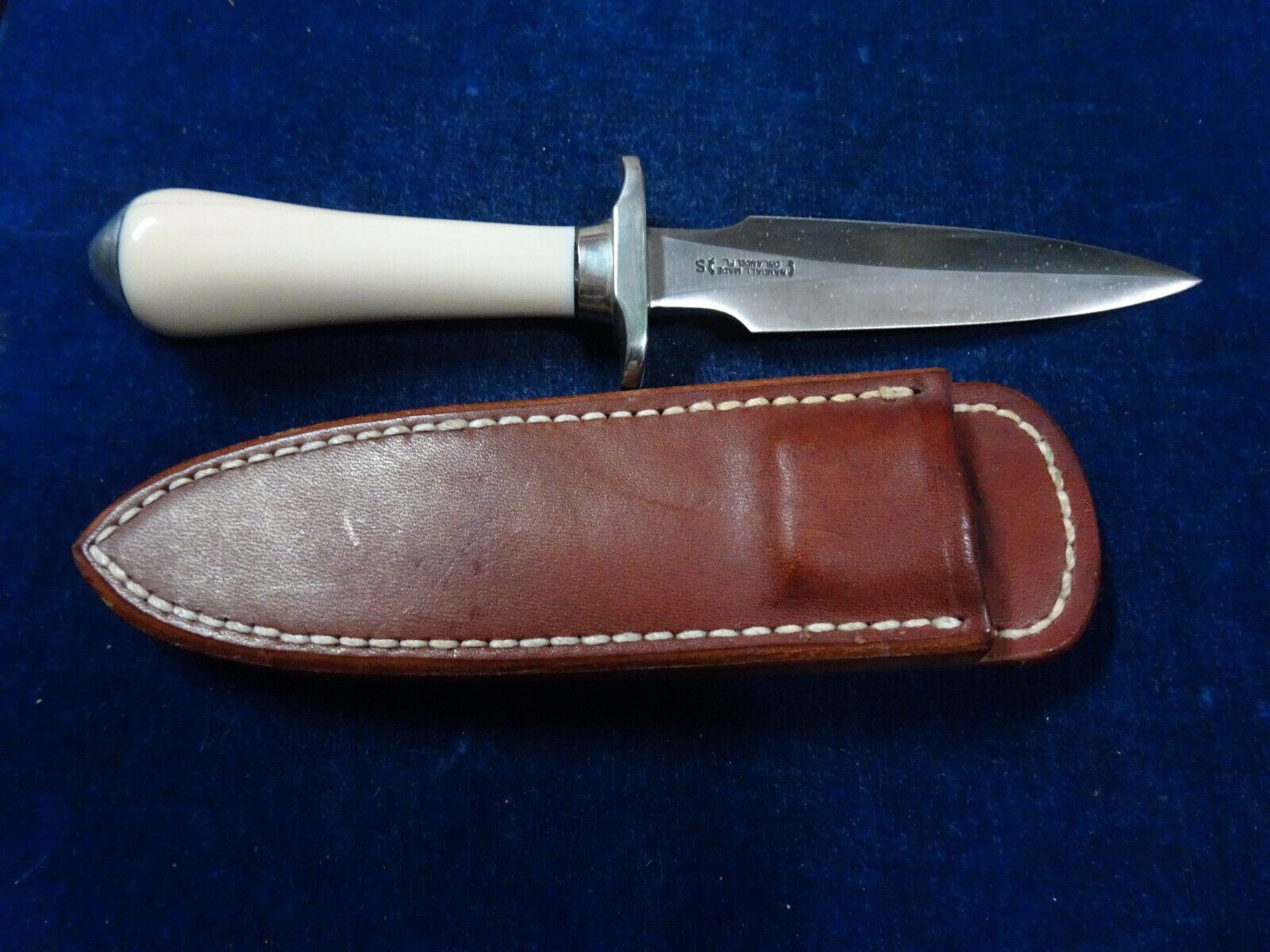 Orig Vintage Fixed Blade Knife "Randall Knives - Orlando Florida" White Handle
