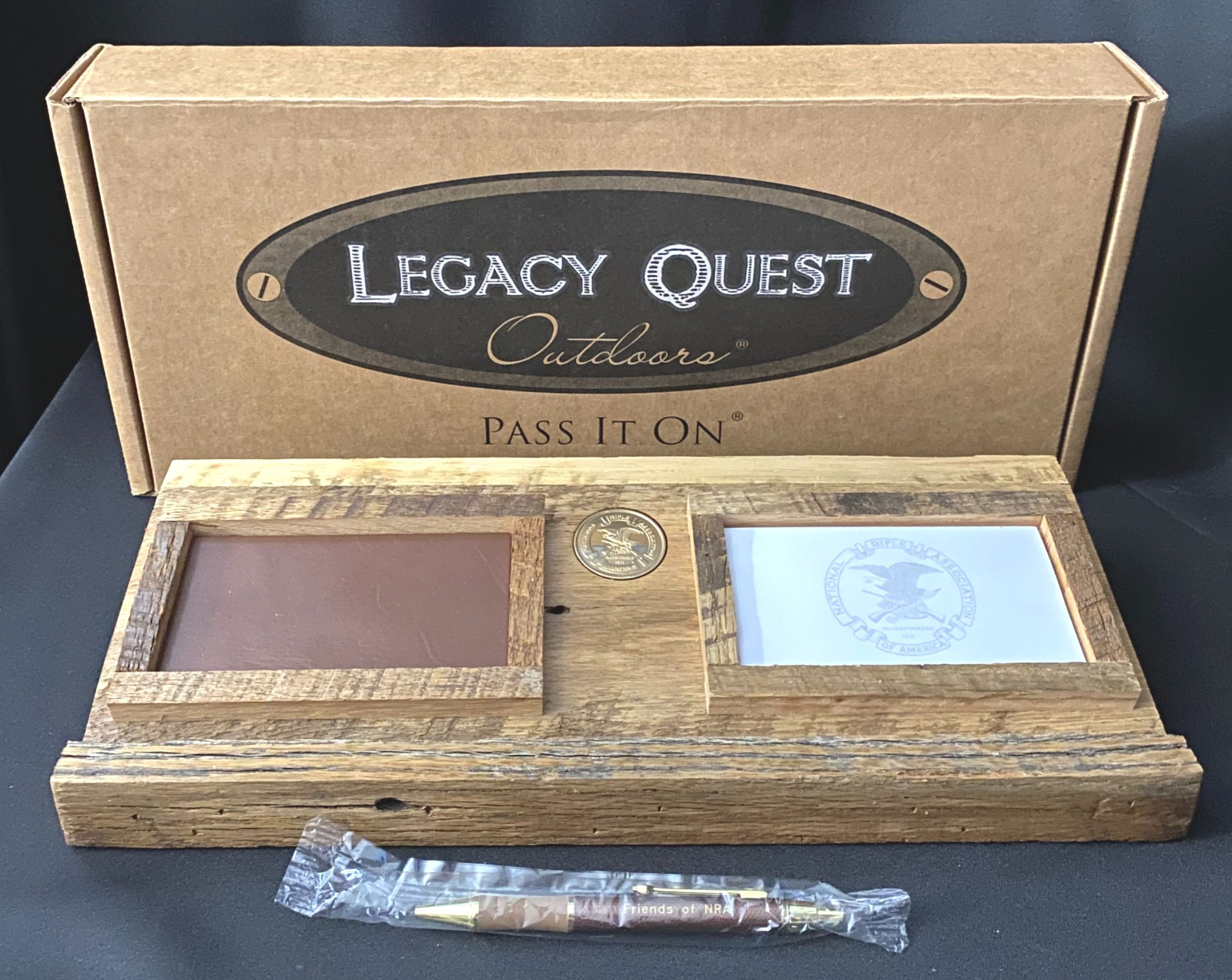 NEW Legacy Quest Outdoors Wood Desktop Organizer Friends of NRA by Eric Hill