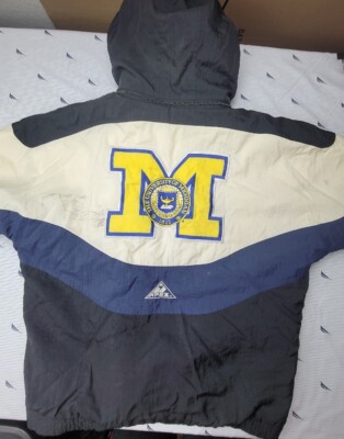 Vintage Michigan Wolverines Crest Apex One Jacket Coat Sz Large 90s Hooded 