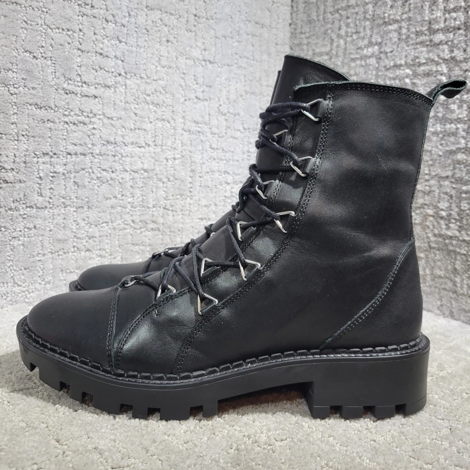 Botines de motociclista ZARA Trafaluc para mujer talla 9 de cuero negro con cremallera metálica EE. UU. Foto 3 de 4