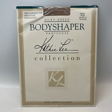 Vtg Kathie Lee Collection Nylon Pantyhose Control Top Sandalfoot Nude Plus Size