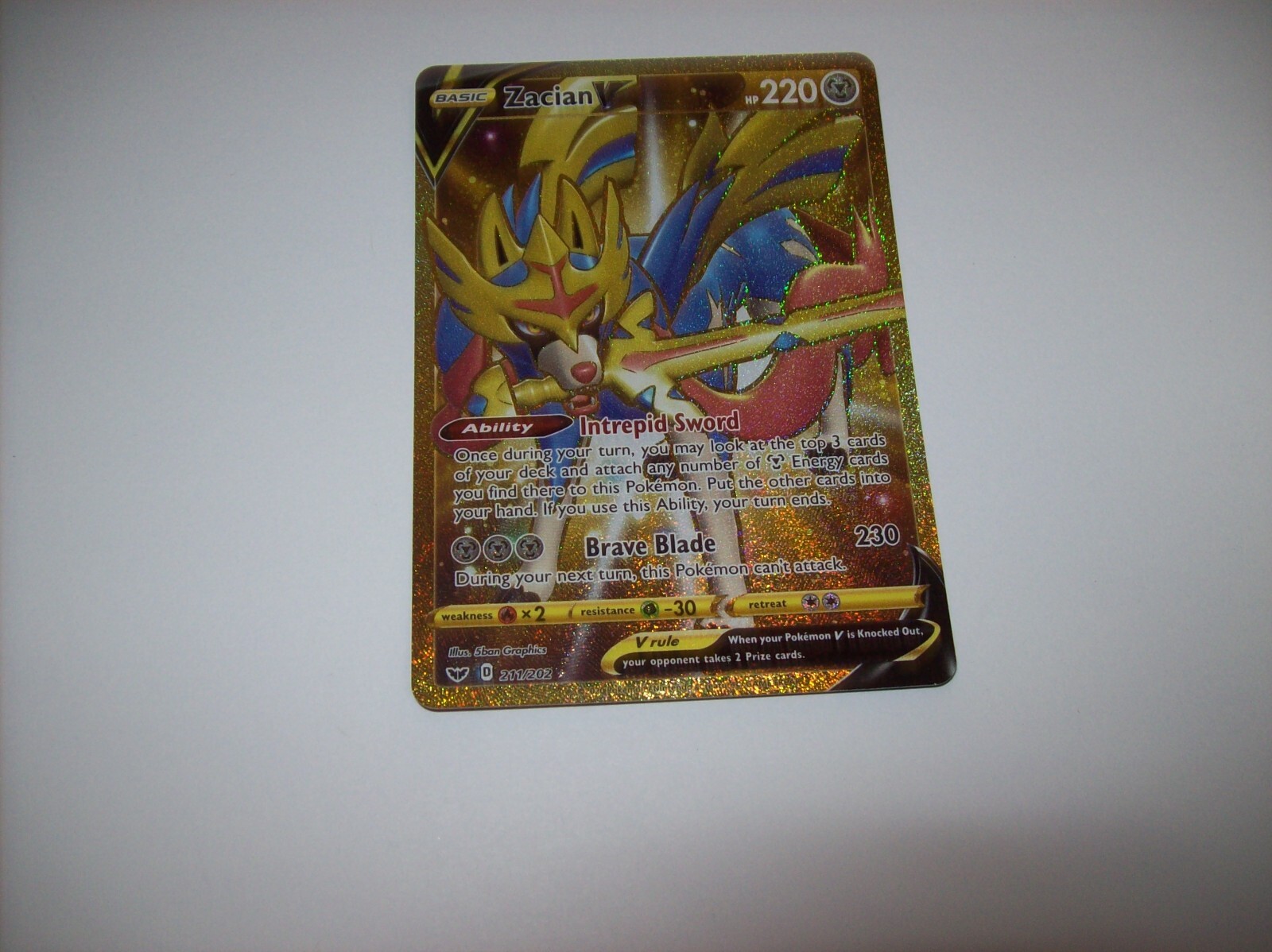 Pokémon Zacian V Sword & Shield Base Set 211/202 Holo Secret Rare NM Free Ship