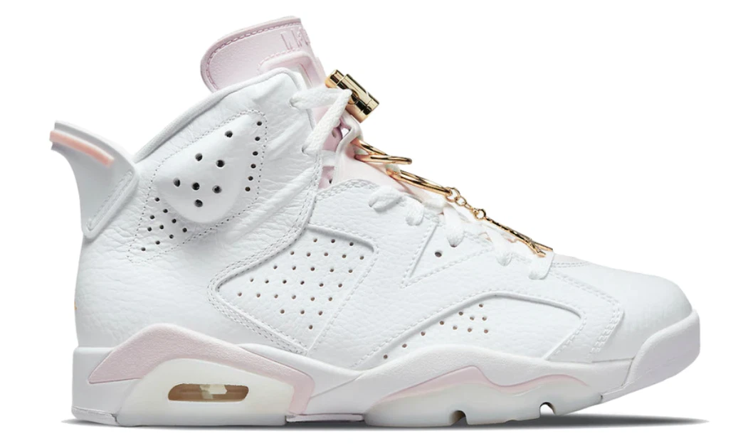 Pink white and gold jordans sale
