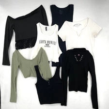 Lot of 7 Juniors Shirts Crop Tops Size S M DIVIDED Sugar Rein Aeropostale