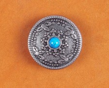 10PC 26MM Bule Turquoise Sunburst Old Silver Floral Rope Leathercraft Conchos