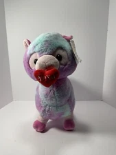 KELLYTOY  2018 HUG ME LLAMA ALPACA W/XOXO HEART PLUSH TIED DYE PINK