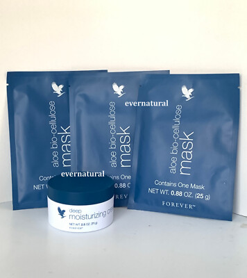 Set of Aloe Deep Moisturizing Cream 2.5 oz & 3 pcs Aloe bio-cellulose mask 25g