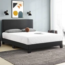 Full Queen King Size Upholstered Platform Bed Frame with Adjustable Headboard