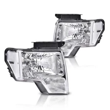 For 2009 2010 2011 2012 2013 2014 Ford F-150 F150 Pickup Chrome Headlights Pair