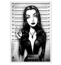 Mrs Addams Mugshot Marcus Jones Lowbrow Art Print Framed/Unframed Family Gothic