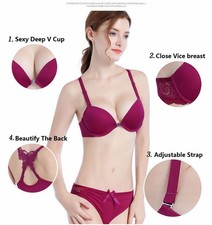 Butterfly beauty back lingerie super push up bra set for women Front buckle bras