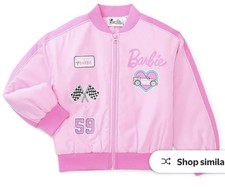 Barbie Bomber Jacket Girls Size 6/6X Carmine Rose Mid-Weight Long Sleeves Zip Up