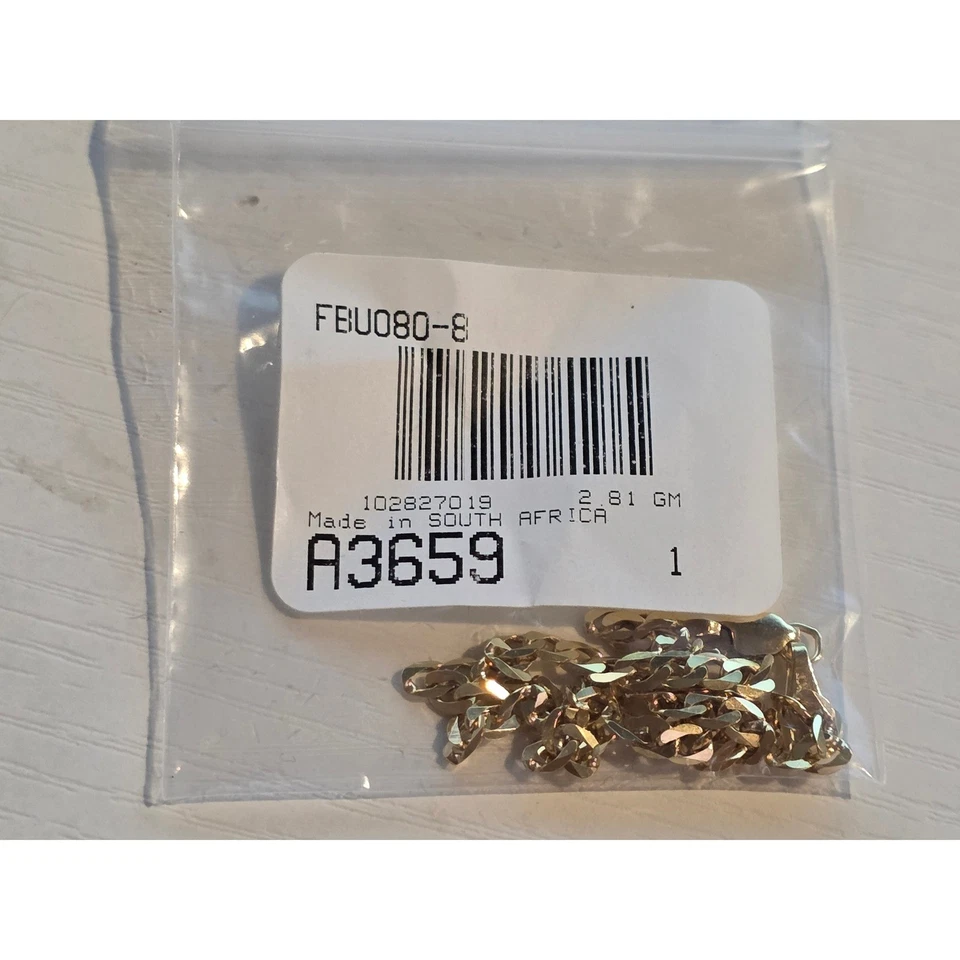 Nuevo Brazalete Cadena Eslabones Bordillo Oro Amarillo 14K 8" 2.81g Calidad Oro QG Firmado Foto 2 de 4