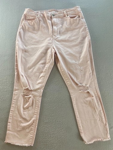 Bold Elements Jeans Womens Size 14 Pink Dangerous Curves Distressed Pockets Zip
