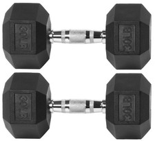 Premium Rubber Encased Hex Dumbbell, 30LB Pair