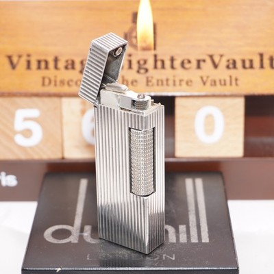 Dunhill Lighter Silver Stripe Pattern_Ultrasonically Cleaned_Working