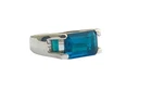 Natural Blue Topaz Gemstone Men's Ring 925 Solid Sterling Silver Ring