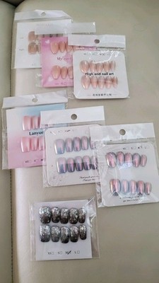 New in Packs Lot of 7 Sets of Press-On Nails