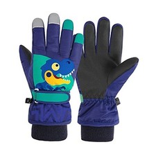 Kids Waterproof Winter Gloves Warm Snow S 3-6 years old Y Navy-dinosaur