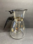 Vtg MCM Pyrex Atomic Gold Starburst Design 2 Cup Glass Coffee Carafe With Lid