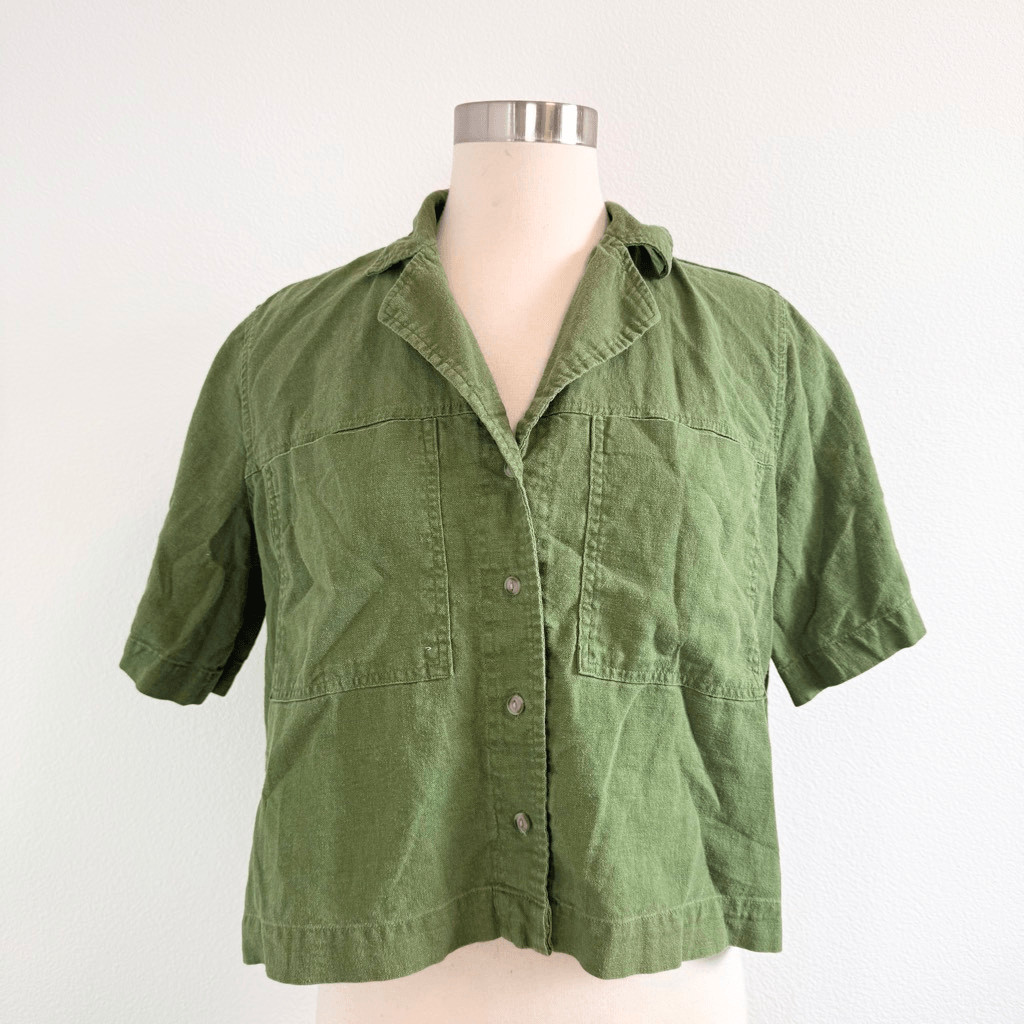 Universal Thread Linen Green Utility Cropped Top … - image 2